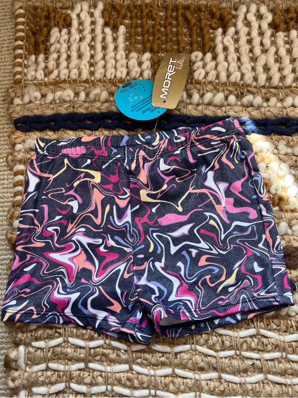 Girls Black Multicolor Swirl Print Gymnastics Shorts - NWT